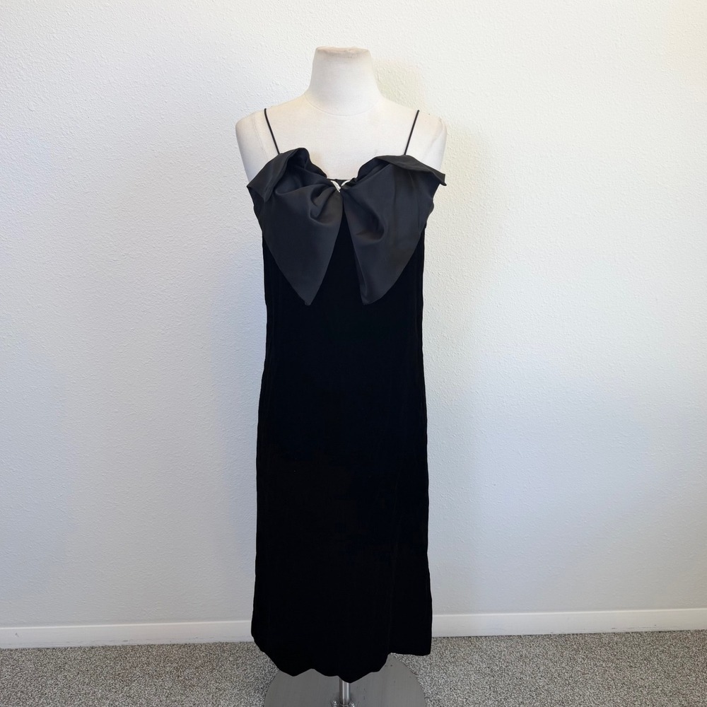 Vtg Black Velvet Spaghetti Strap Cocktail Dress Sz 6 Whimsigoth Fairy Grunge